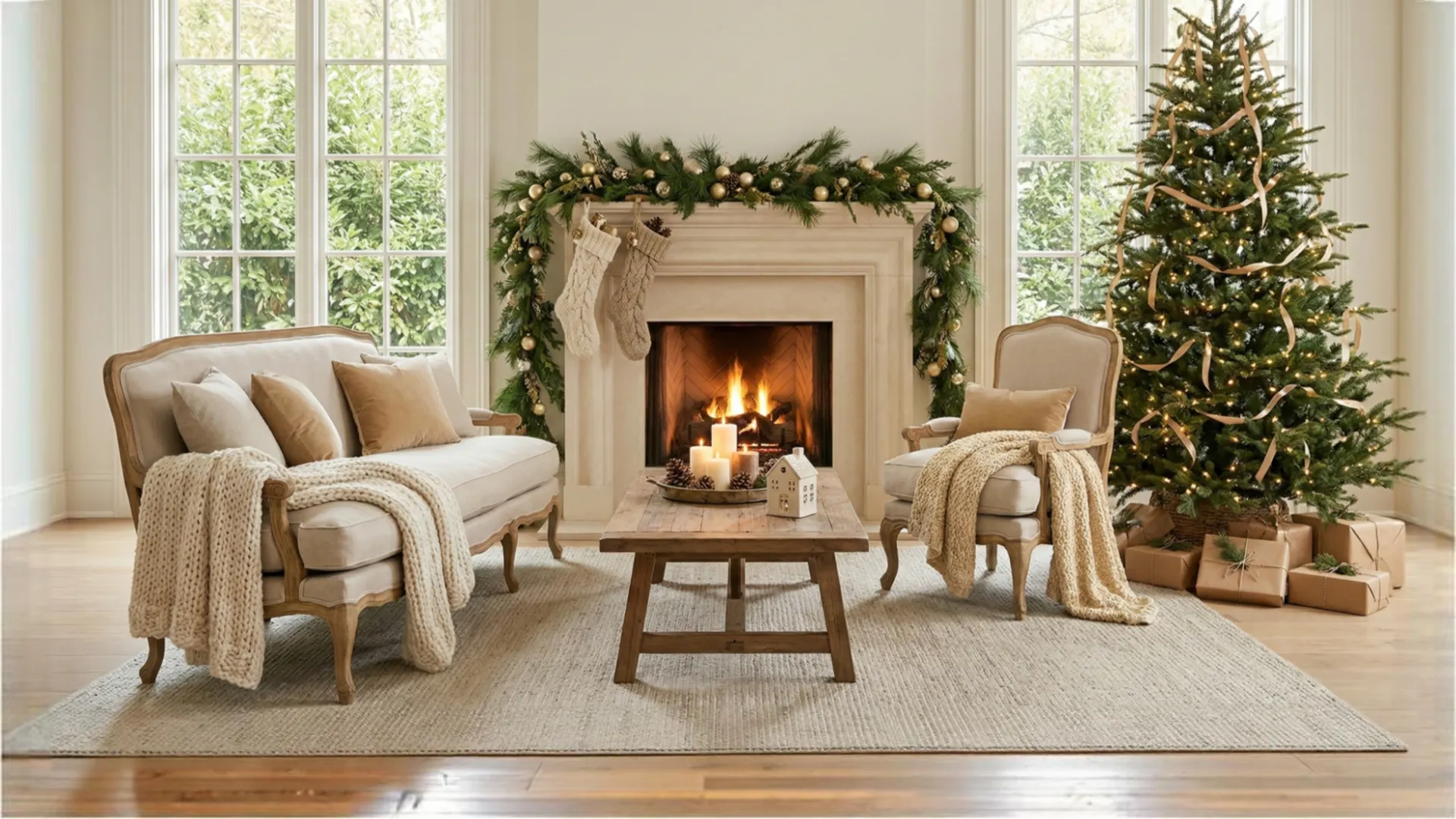 Luxurious living room with curated designer furniture