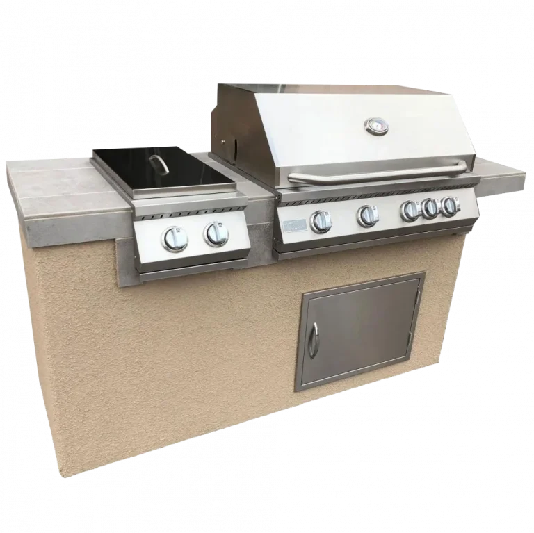 Kokomo Antigua 6' BBQ Island Built In BBQ Grill Side Burner and Bar on one Side