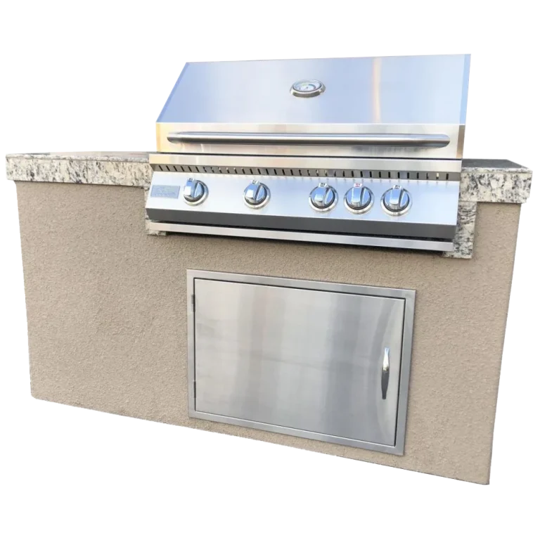 Kokomo The 5' Maldives BBQ Island with Built In 4 Burner BBQ Grill and Access Door