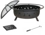 30" Fire Pit With Charcoal Grill And Spark Screen
