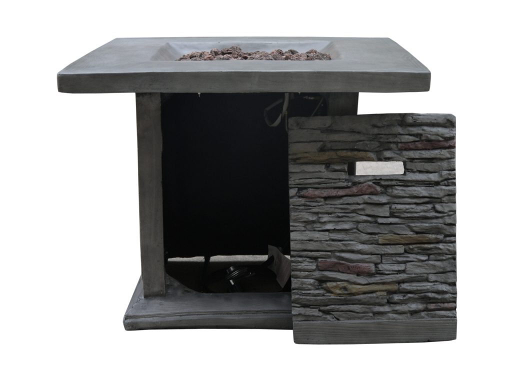 Outdoor Grey Stone Fire Pit with Lava Rocks