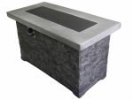 Rectangular Grey Brick Gas Fire Pit with Lava Rocks