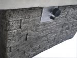 Rectangular Grey Brick Gas Fire Pit with Lava Rocks