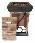 Brown Stone Stacked Outdoor Gas Fire Pit with Lava Rocks