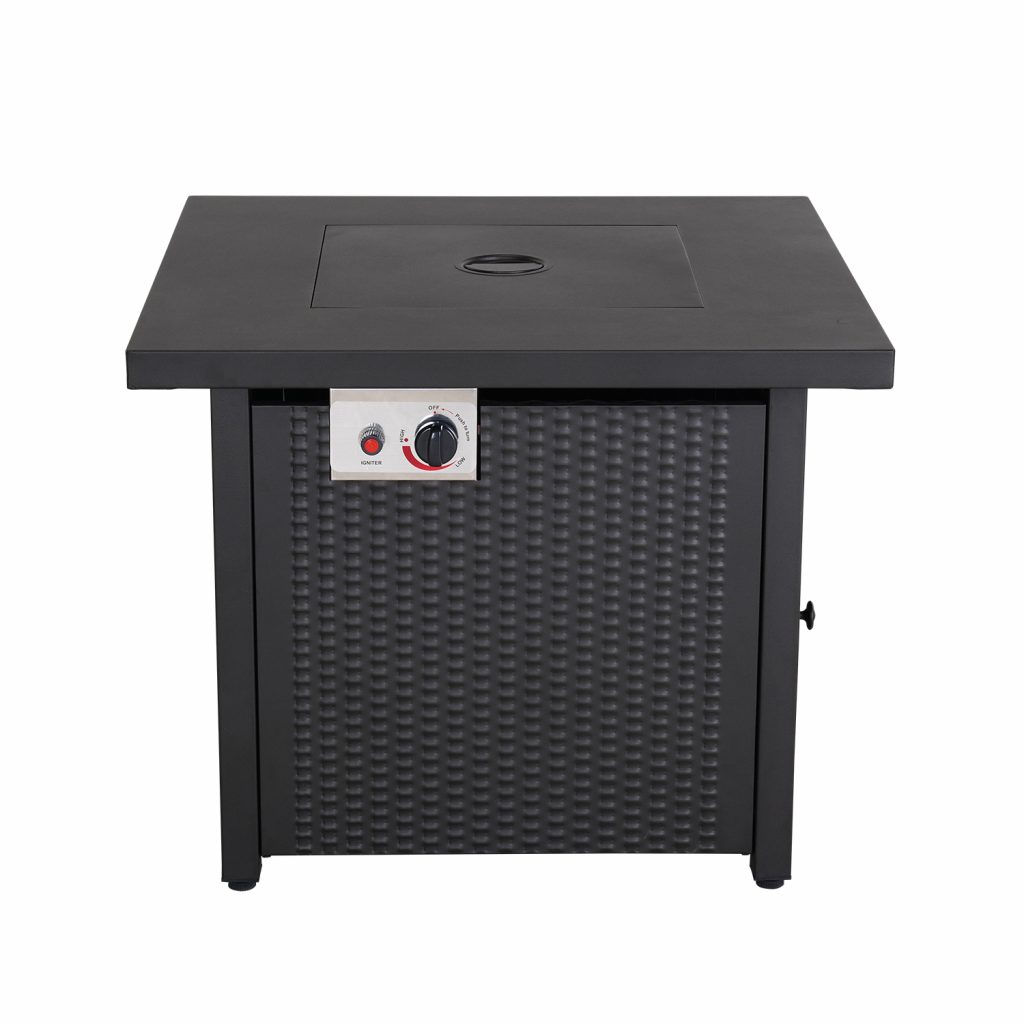 Black Steel Propane Square Fire Pit