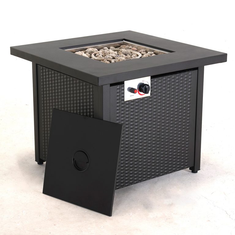 Black Steel Propane Square Fire Pit