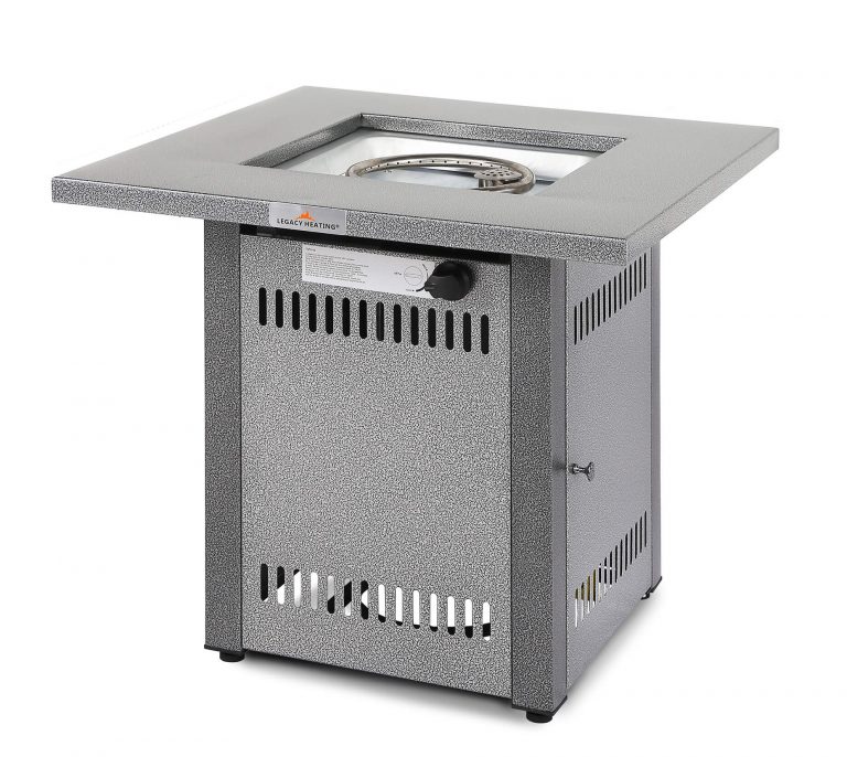 28" Silver Steel Propane Square Fire Pit Table