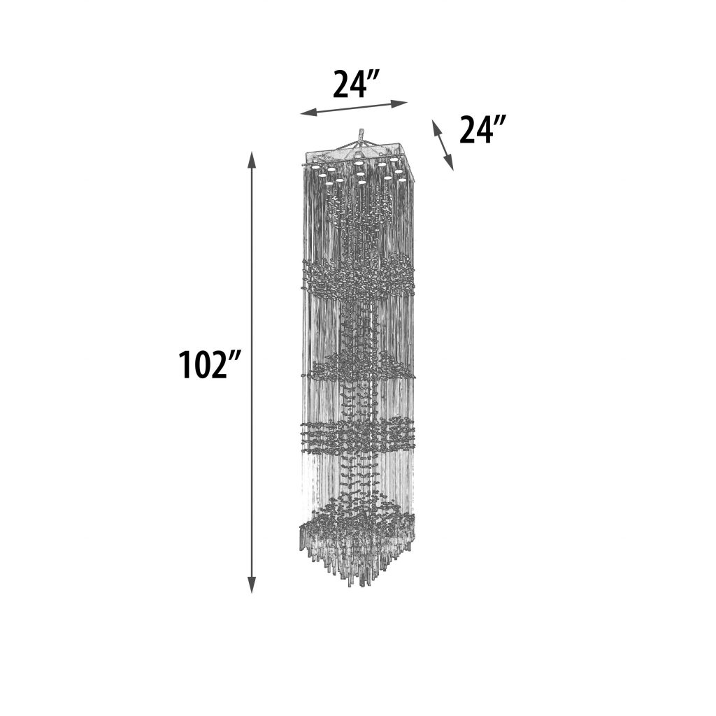 Grand Crystal Column Chandelier