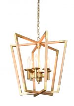 Urban Wood Brass Hexad Chandelier - Image 2