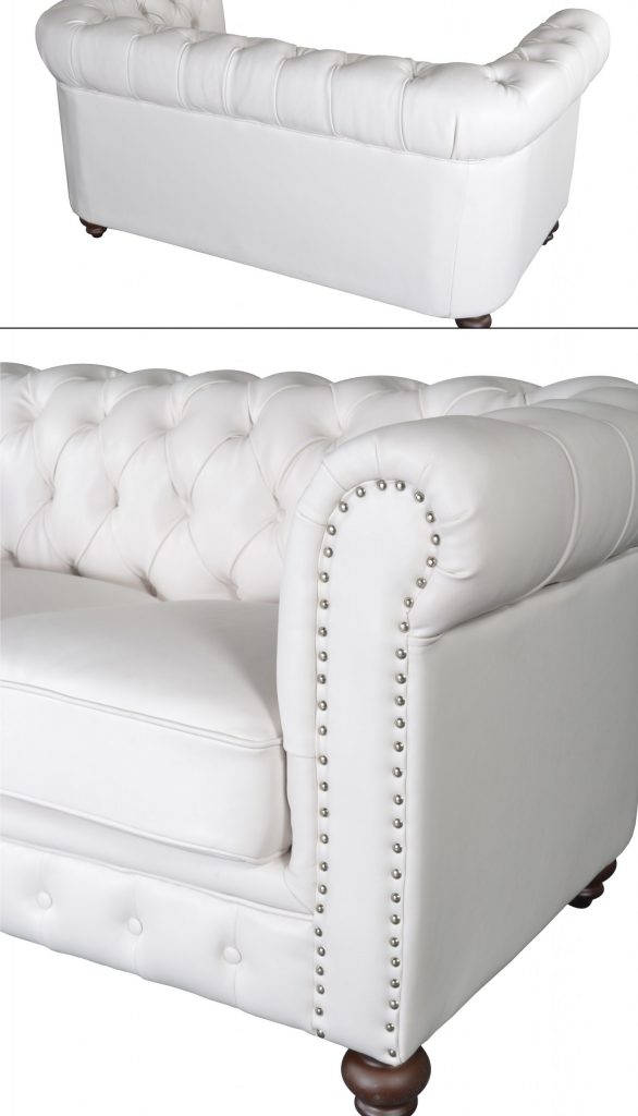 Classic Chesterfield White Loveseat