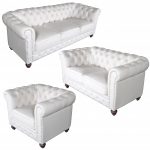 Classic Chesterfield White Sofa Set of 3 - Image 2