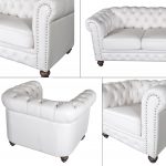 Classic Chesterfield White Sofa Set of 3 - Image 3