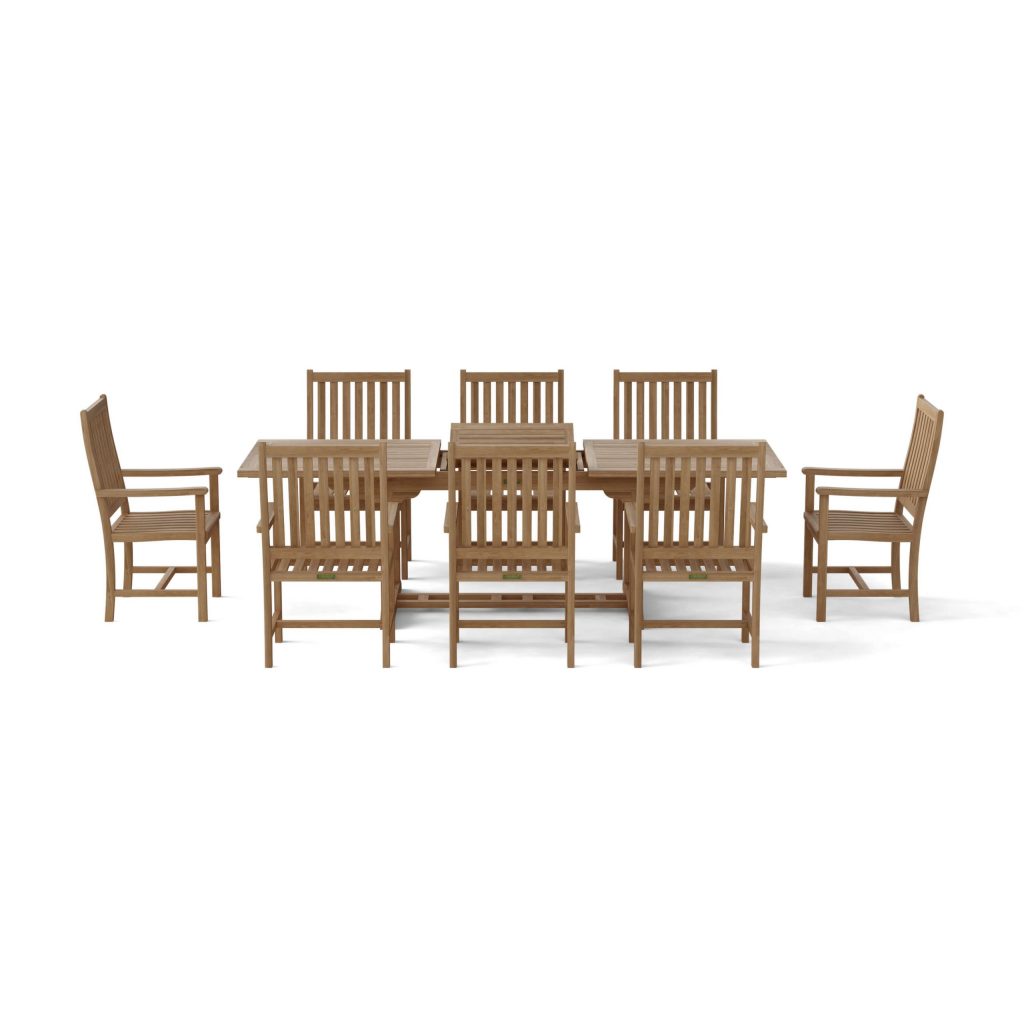 Anderson Teak Bahama Wilshire Armchair 9-Pieces Extension Dining Set