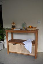 Anderson Teak Towel Console w/ 2 Shelves Table - Image 7