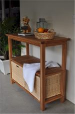 Anderson Teak Towel Console w/ 2 Shelves Table - Image 6