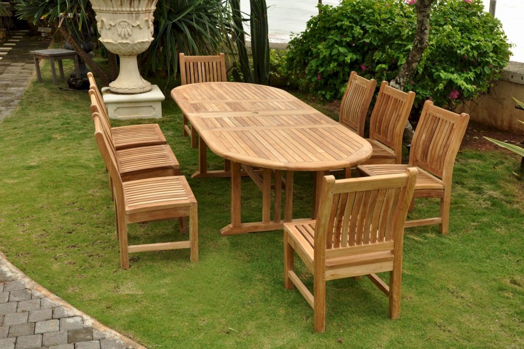 Anderson Teak Sahara Dining Side Chair 9-Pieces Oval Dining Set