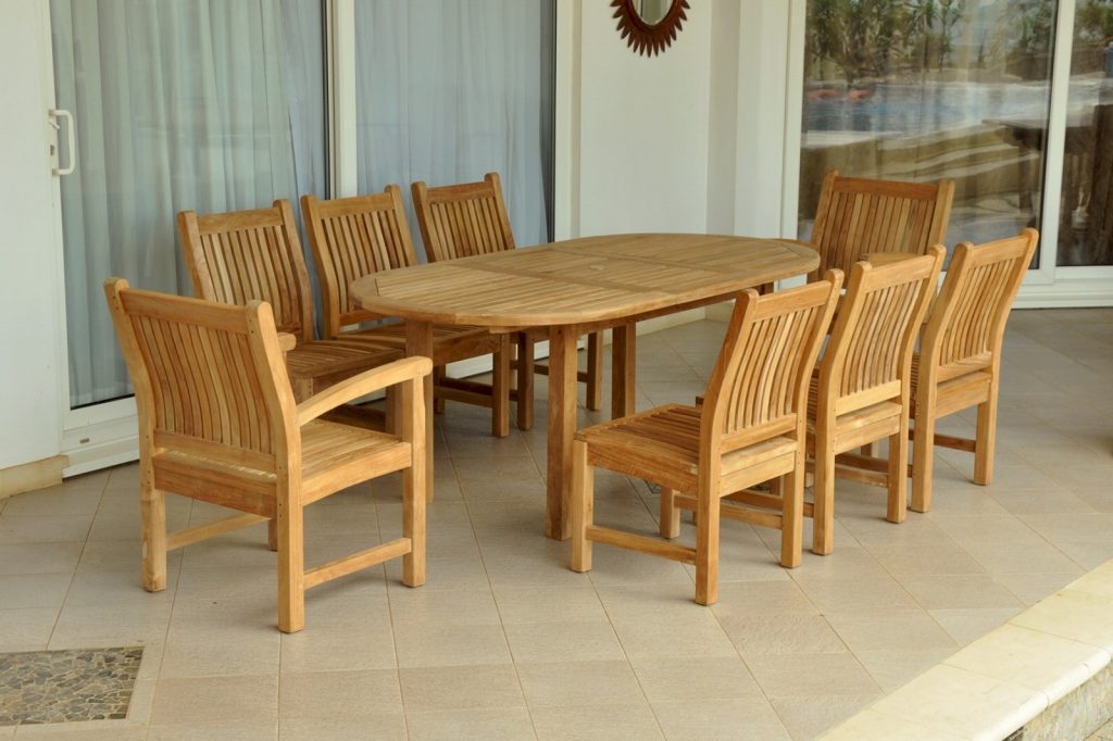 Anderson Teak Bahama Sahara 9-Pieces 78" Oval Dining Set
