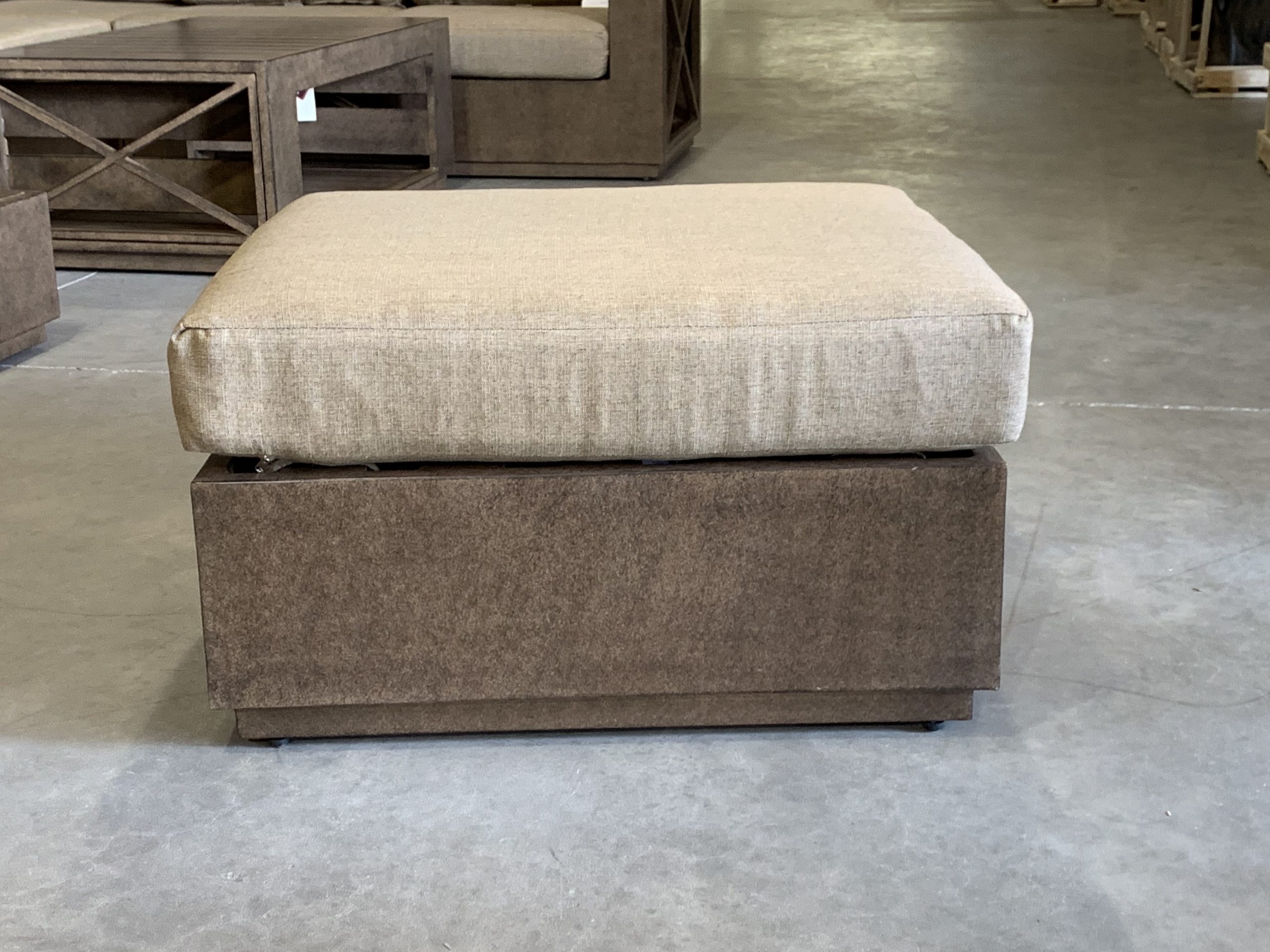 12014522 Modern Rustic Ottoman With Cushion - Image 1