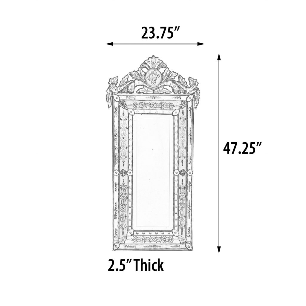 Striking Venetian Style Mirror With Seafoam Border 47.24" Tall