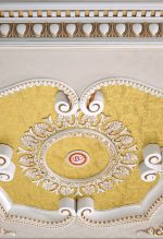 French White and Gold Square Chandelier Fan Ceiling Medallion - Image 3
