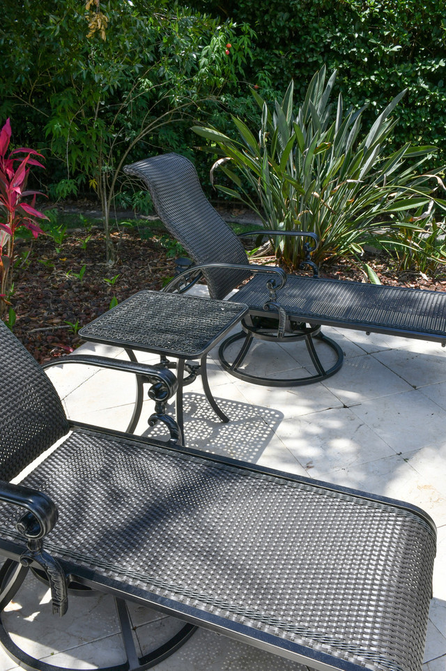 Wyndemere Lounge, Chaise, Set of 3, Swivel Outdoor Aluminum, Woven, Black, Bridgeton Moore Patio