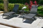 Wyndemere Lounge, Chaise, Set of 3, Swivel Outdoor Aluminum, Woven, Black, Bridgeton Moore Patio