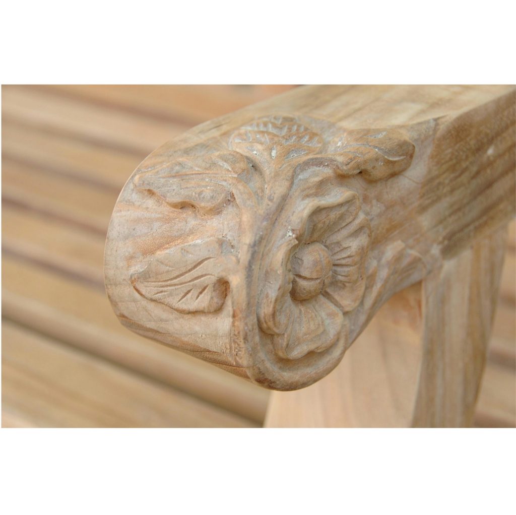 Devonshire 3-Seater Extra Thick Bench With Flower Handcrafted