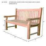 Devonshire 3-Seater Extra Thick Bench With Flower Handcrafted - Image 4