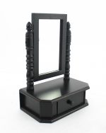 Homeroots - 20" Black Wood Framed Freestanding Makeup Shaving Tabletop Mirror - Image 3