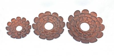 Homeroots - Set of Three Copper Novelty Metal Framed Accent Mirror
