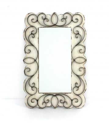 Homeroots - 33" White Wood Framed Accent Mirror