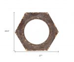 Homeroots - 24" Bronze Hexagon Distressed Wood Framed Accent Mirror - Image 6