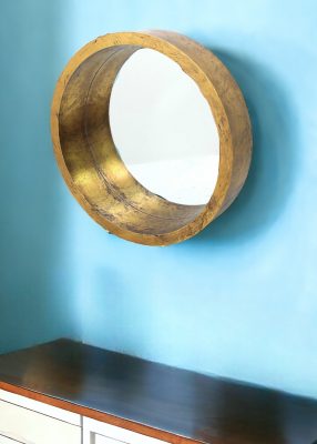 Homeroots - 36" Gold Round Solid Wood Framed Accent Mirror
