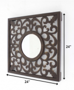 Homeroots - 24" Brown Circle In Square Vintage Style Framed Accent Mirror - Image 8