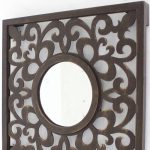 Homeroots - 24" Brown Circle In Square Vintage Style Framed Accent Mirror - Image 5