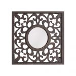 Homeroots - 24" Brown Circle In Square Vintage Style Framed Accent Mirror - Image 2