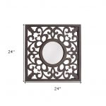 Homeroots - 24" Brown Circle In Square Vintage Style Framed Accent Mirror - Image 7