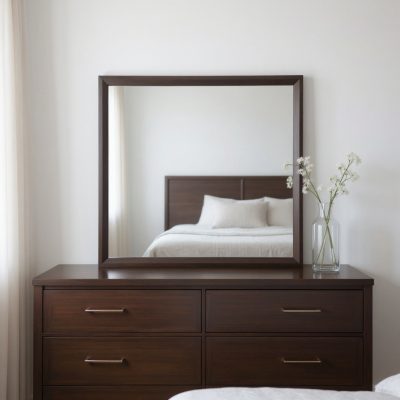 Homeroots - 35" Espresso Wood Mounted Dresser Mirror