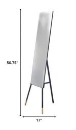 Homeroots - 57" Black  Rectangle Cheval Standing  Metal Framed - Image 7