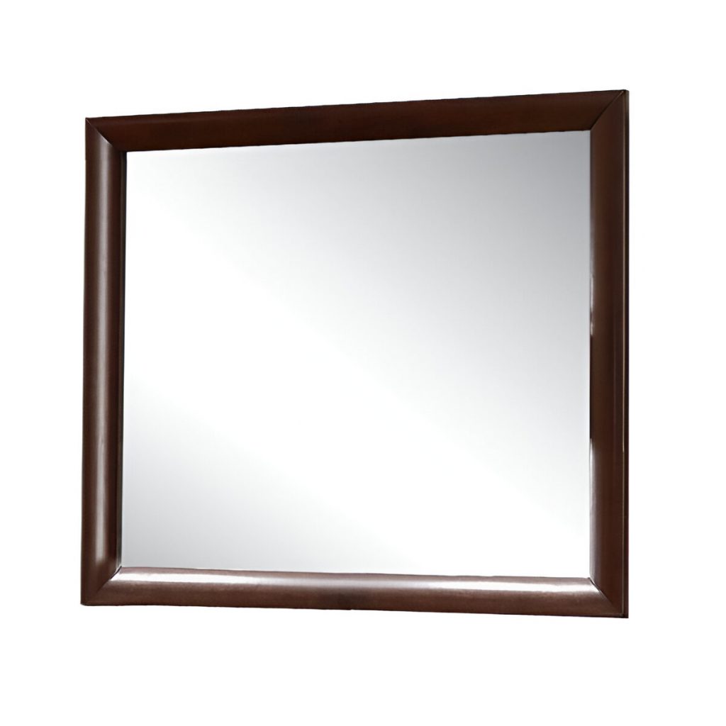 Homeroots - 35" Espresso Wood Framed Mounted Dresser Mirror