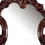 Homeroots - 45" Brown Crowned Top Solid Wood Framed Mounted Dresser Mirror - Image 3