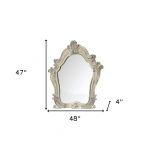 Homeroots - 47" White And Silver Abstract Wood Framed Antiqued Glass Mounted Dresser Mirror - Image 4