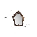 Homeroots - 47" Brown Crowned Top Solid Wood Framed Mounted Dresser Mirror - Image 4