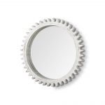 Homeroots - 35" White Abstract Wood Framed Accent Mirror - Image 2