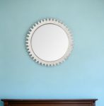 Homeroots - 35" White Abstract Wood Framed Accent Mirror