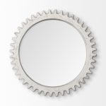 Homeroots - 35" White Abstract Wood Framed Accent Mirror - Image 3