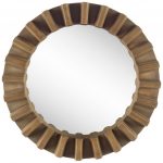 Homeroots - 26" Brown Round Wood Framed Accent Mirror - Image 2