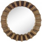 Homeroots - 26" Brown Round Wood Framed Accent Mirror - Image 4