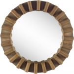 Homeroots - 26" Brown Round Wood Framed Accent Mirror - Image 5