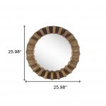 Homeroots - 26" Brown Round Wood Framed Accent Mirror - Image 7